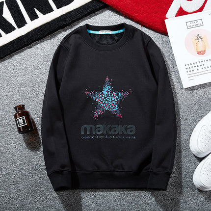 Fleece-lined Thickened Autumn and Winter Warm Sweater Large Size Men's Loose Casual Top Trendy Plus Fat Extra Large Round Neck Pullover