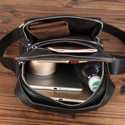 Factory supply first layer cowhide casual business high texture shoulder bag men's multifunctional leather Ipad messenger bag