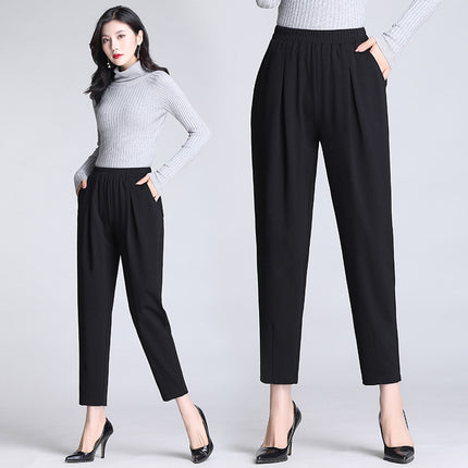 Ximantong Clothing Radish Pants Women's Spring and Summer High Waist Large Size Casual Harlan Pants Women's Eight-point Nine-point Pants Baggy Pants for Chubby Girls