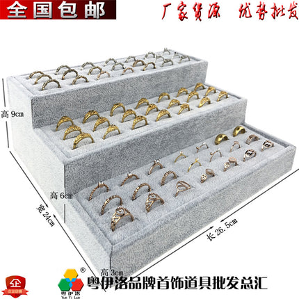 Trapezoidal 9-Slot Ring Holder Earring Display Jewelry Stand Ice Flower Pendant Jewelry Tray Accessory Tray Live Streaming Same Style