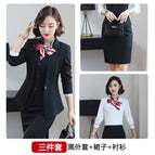 black coat skirt shirt / S.