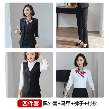Three-piece suit overalls manager interview formal attire front desk beauty salon business attire bank mobile vest uniform