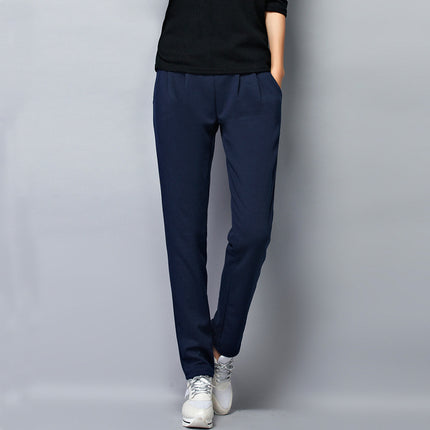 Lamb Velvet Simple Sports Pants Women's High-Waisted Pants Winter Loose Large Size Fleece-Lined Thickeneded Sports Casual Pants