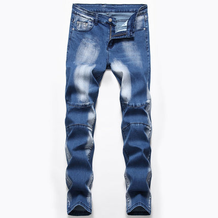 Cross-border supply of 2019 stretch jeans men's European and American foreign trade Amazon straight three-color washed white men's pants