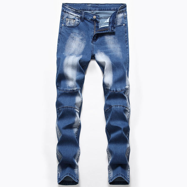 Cross-border supply of 2019 stretch jeans men's European and American foreign trade Amazon straight three-color washed white men's pants