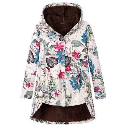 Amazon Women's European and American Button Plush Top Irregular Fashion Brand Thickened Composite Mid-length Cotton Jacket 9953