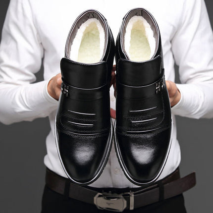 Men's Shoes Made of First-Layer Cowhide Leather, Cotton Shoes for Middle-Aged and Elderly People, High-Top Dad Shoes, Waterproof, Non-Slip, Durable, Thickened, Winter Style with Added Fleece