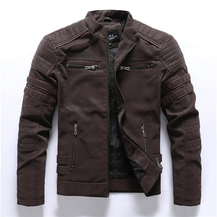 A generation of autumn and winter men's PU brushed suede leather motorcycle coat men's fashion multi-embroidery fashion brand jacket