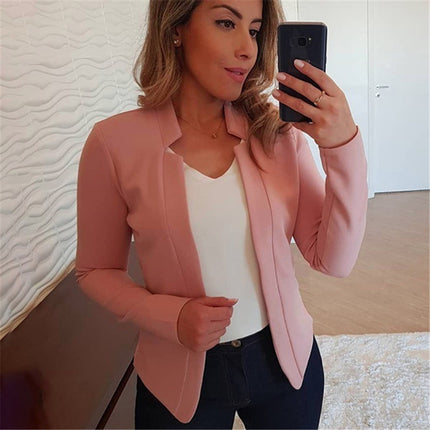 2024 European and American Solid Color Casual Professional Small Suit Jacket Top Cardigan Women's Clothing