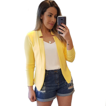 2024 European and American Solid Color Casual Professional Small Suit Jacket Top Cardigan Women's Clothing