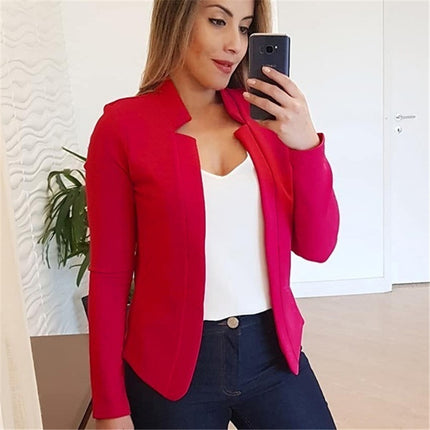 2024 European and American Solid Color Casual Professional Small Suit Jacket Top Cardigan Women's Clothing