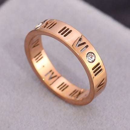 European and American Hot Titanium Steel Full Diamond Zircon Ring 18k Rose Gold Index Finger Couple Ring Ins Simple Trendy Jewelry for Women