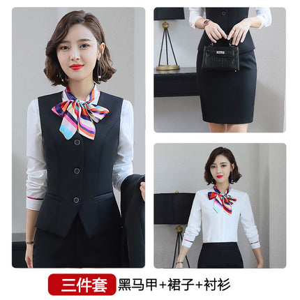 Three-piece suit overalls manager interview formal attire front desk beauty salon business attire bank mobile vest uniform