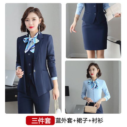 Three-piece suit overalls manager interview formal attire front desk beauty salon business attire bank mobile vest uniform