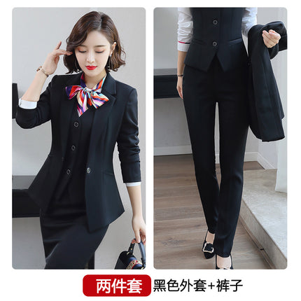 Three-piece suit overalls manager interview formal attire front desk beauty salon business attire bank mobile vest uniform