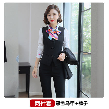 Three-piece suit overalls manager interview formal attire front desk beauty salon business attire bank mobile vest uniform