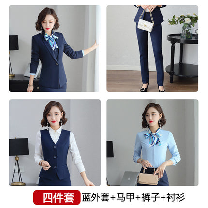 Three-piece suit overalls manager interview formal attire front desk beauty salon business attire bank mobile vest uniform