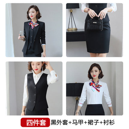 Three-piece suit overalls manager interview formal attire front desk beauty salon business attire bank mobile vest uniform