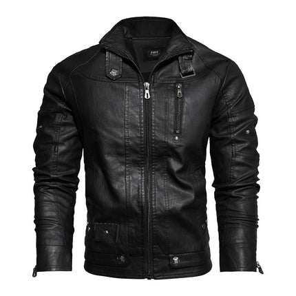 Men's Leather Jacket for Foreign Trade, Aliexpress, Amazon, European and American Style, Large Size, Slim Fit, Motorcycle Pu, Trendy European and American Style