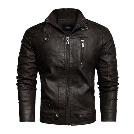 Men's Leather Jacket for Foreign Trade, Aliexpress, Amazon, European and American Style, Large Size, Slim Fit, Motorcycle Pu, Trendy European and American Style