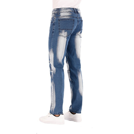 Cross-border supply of 2019 stretch jeans men's European and American foreign trade Amazon straight three-color washed white men's pants
