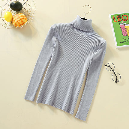 Spring Pullover Inner Layer Tight-Fitting Sweater for Women, Half-High Collar, Long-Sleeve Knitted Base Shirt, Short Slim-Fit Top, Versatile