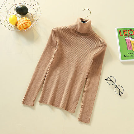 Spring Pullover Inner Layer Tight-Fitting Sweater for Women, Half-High Collar, Long-Sleeve Knitted Base Shirt, Short Slim-Fit Top, Versatile