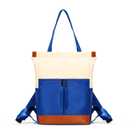 Nylon Casual Bag Student Backpack Female Youth Color Matching Multi-Functional Single Shoulder Backpack Dual-Use Contrasting Color Computer Bag for Women