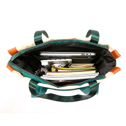 Nylon Casual Bag Student Backpack Female Youth Color Matching Multi-Functional Single Shoulder Backpack Dual-Use Contrasting Color Computer Bag for Women