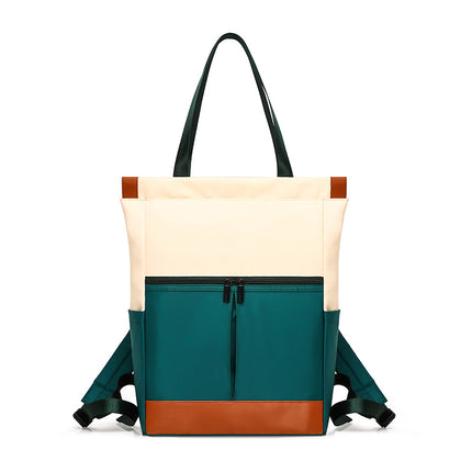 Nylon Casual Bag Student Backpack Female Youth Color Matching Multi-Functional Single Shoulder Backpack Dual-Use Contrasting Color Computer Bag for Women