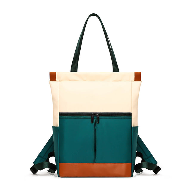 Nylon Casual Bag Student Backpack Female Youth Color Matching Multi-Functional Single Shoulder Backpack Dual-Use Contrasting Color Computer Bag for Women