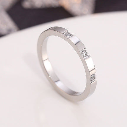 Wish Elegant Korean Style Simple Titanium Steel Ring Women's Diamond Stainless Steel Ring Couple's Fashion Internet Celebrity Ring