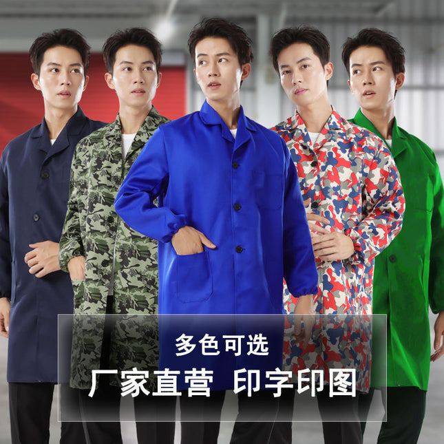 Blue coat overalls printing and handling labor protection clothing embroidery long sleeve dust-proof clothing tooling wholesale factory overalls printing