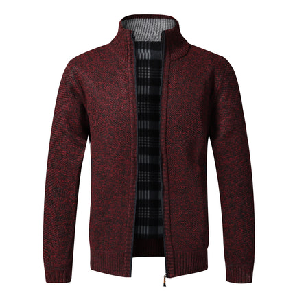 A generation of cross-border knitted cardigan men's sweater coat autumn and winter trend sweater personality Korean plus velvet padded