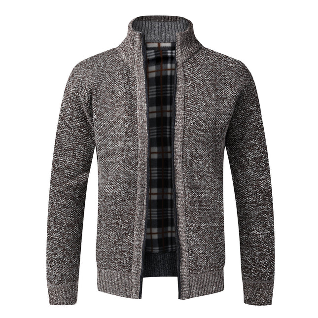 A generation of cross-border knitted cardigan men's sweater coat autumn and winter trend sweater personality Korean plus velvet padded