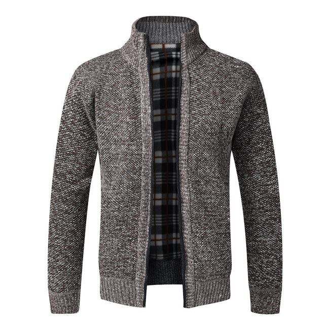 A generation of cross-border knitted cardigan men's sweater coat autumn and winter trend sweater personality Korean plus velvet padded