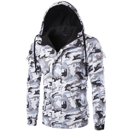 Foreign Trade Hot New Cotton Coat Winter New Camouflage Style Men's Slim-fit Zipper Casual Sports Hooded Cotton Coat