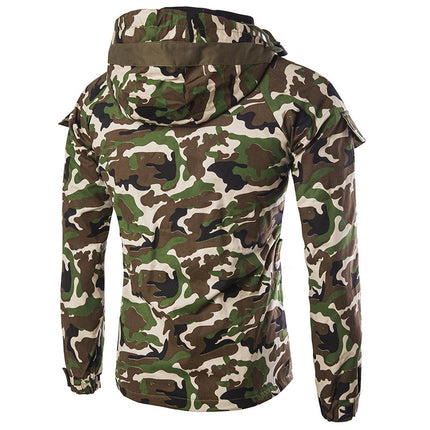 Foreign Trade Hot New Cotton Coat Winter New Camouflage Style Men's Slim-fit Zipper Casual Sports Hooded Cotton Coat