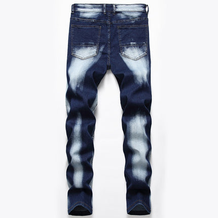 Cross-border supply of 2019 stretch jeans men's European and American foreign trade Amazon straight three-color washed white men's pants
