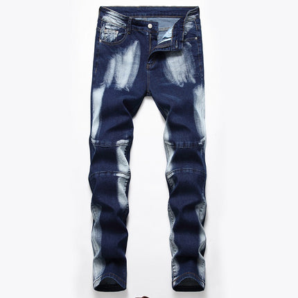Cross-border supply of 2019 stretch jeans men's European and American foreign trade Amazon straight three-color washed white men's pants