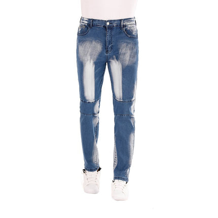 Cross-border supply of 2019 stretch jeans men's European and American foreign trade Amazon straight three-color washed white men's pants