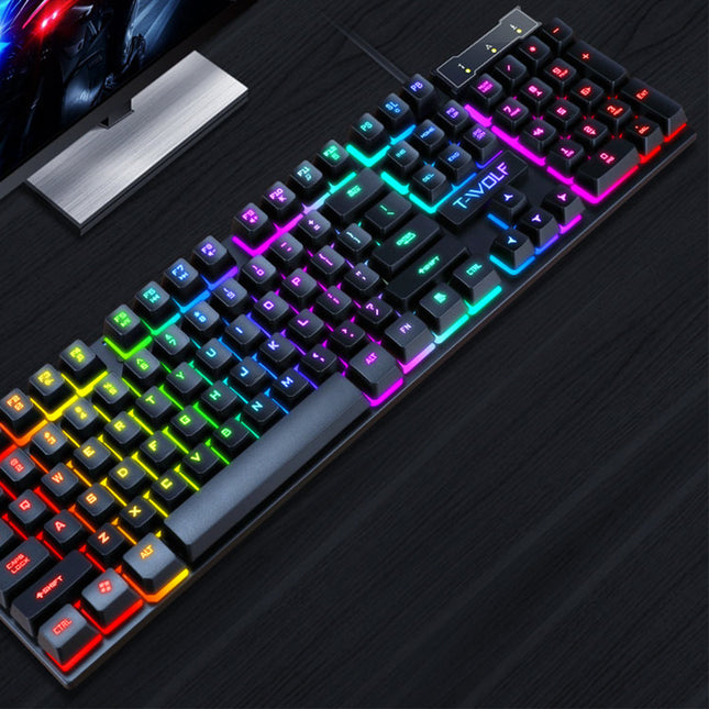 Lei Wolf T20 Keyboard Computer Backlight Office Character Luminous Single Keyboard Cross-Border Amazon Lazada Waterproof