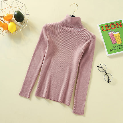 Spring Pullover Inner Layer Tight-Fitting Sweater for Women, Half-High Collar, Long-Sleeve Knitted Base Shirt, Short Slim-Fit Top, Versatile