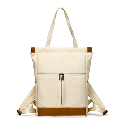 Nylon Casual Bag Student Backpack Female Youth Color Matching Multi-Functional Single Shoulder Backpack Dual-Use Contrasting Color Computer Bag for Women