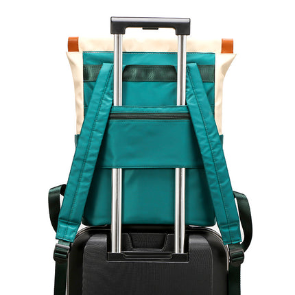 Nylon Casual Bag Student Backpack Female Youth Color Matching Multi-Functional Single Shoulder Backpack Dual-Use Contrasting Color Computer Bag for Women
