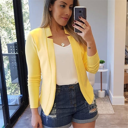 2024 European and American Solid Color Casual Professional Small Suit Jacket Top Cardigan Women's Clothing