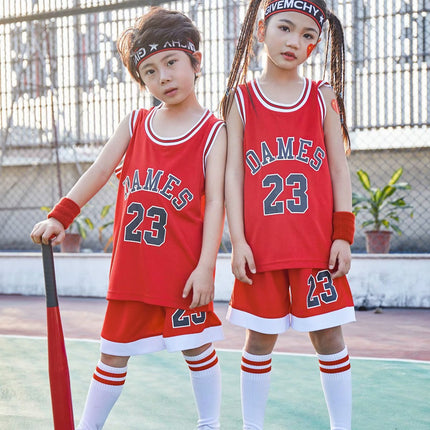 Children's Basketball Suit suit Printing Training Suit for Primary School Students Girls Boys Kindergarten Baby Performance Suit Basketball Jersey