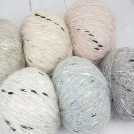 Braided Mohair Yarn with Mixed Wool, Gold Thread, and Pearl Fancy Yarn for DIY Handmade Knitting and Crochet