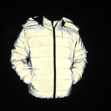 New Winter Products European and American Large Size Reflective Cotton Clothes for Men and Women, Luminous Bread Outwears, Cross-Border Fashionable Cotton Clothes