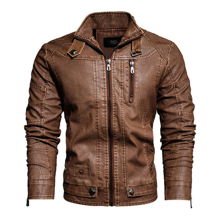 Men's Leather Jacket for Foreign Trade, Aliexpress, Amazon, European and American Style, Large Size, Slim Fit, Motorcycle Pu, Trendy European and American Style